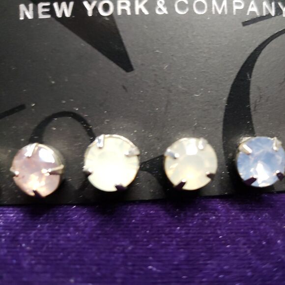 New York & Company Three Pairs of Opalescent Stud Earrings w/tags - Picture 4 of 8